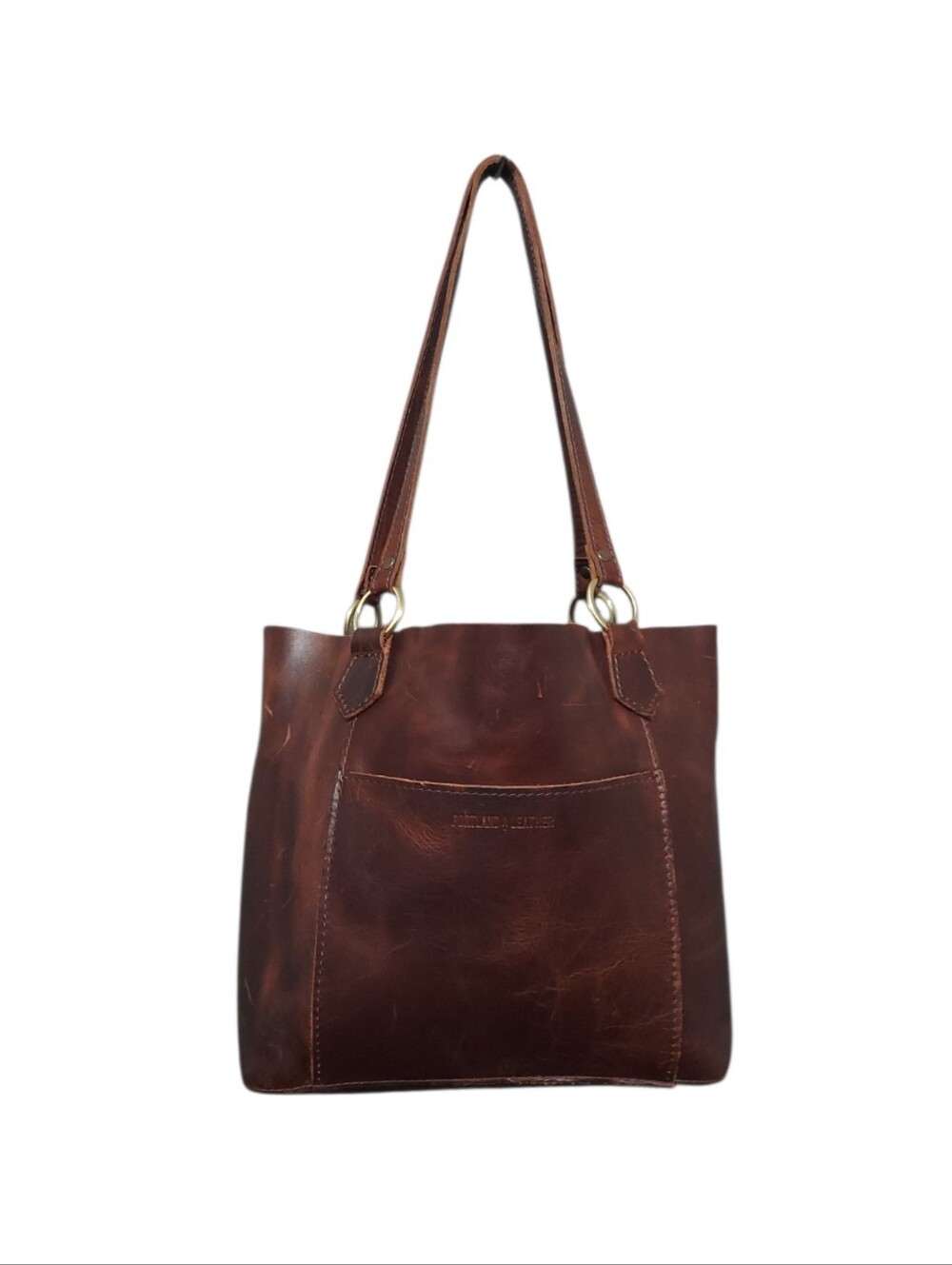 Portland Leather Goods Market Tote Beautifully Distressed W/ Antique Brass HW